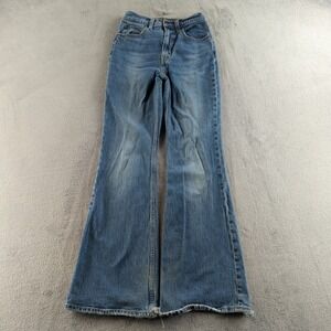 Levis 70s High Flare Jeans Womens 24x32 Blue Faded Distressed Flared Button Fly